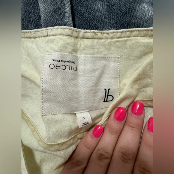 NWT Pilcro women’s Belted V-Neck Romper cream color size large summer linen - Picture 8 of 8